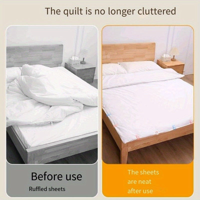 Blue Non-Slip Blanket Clips for Bedding, Quilt Holders, Easy Installation