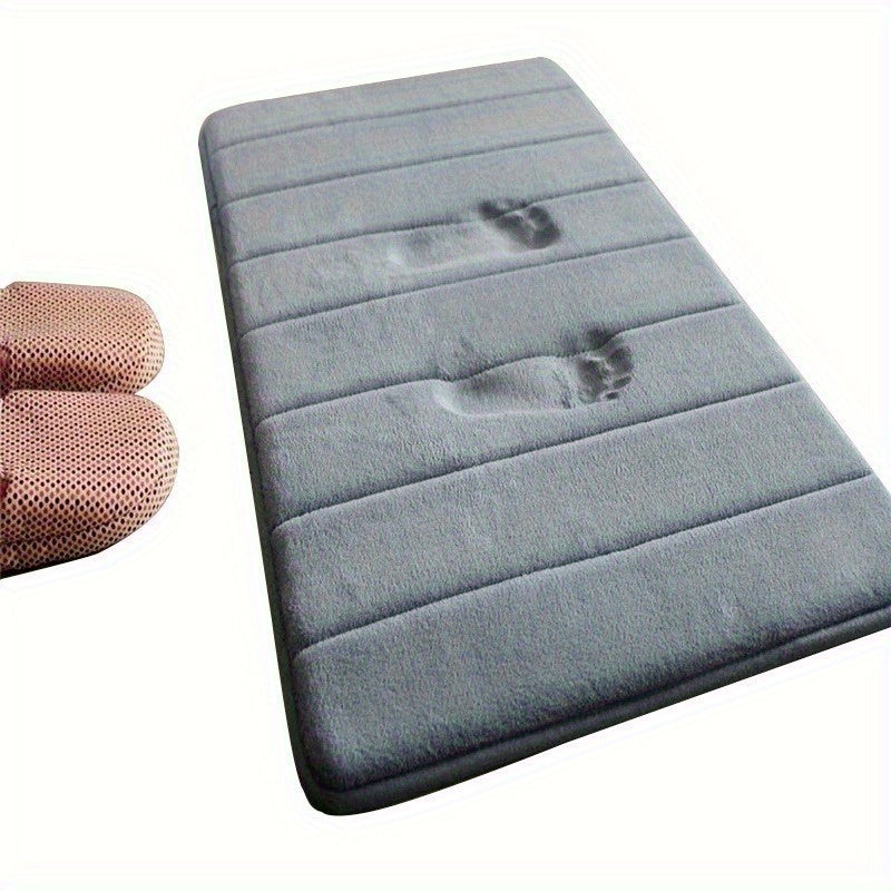 Grey Memory Foam Bath Mat for Kids Non-Slip Absorbent Fast-Drying