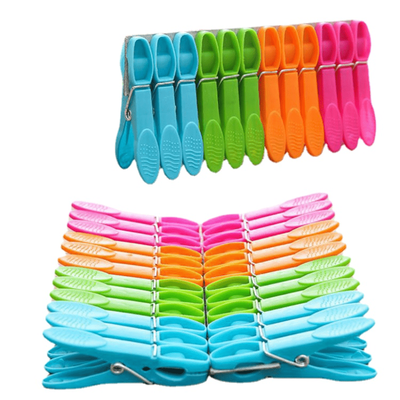 24PCS Heavy Duty Colorful Plastic Clothespins with Springs for Laundry