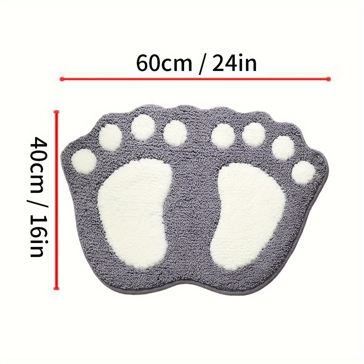 Microfiber Bath Mat Non-Slip Footprint Design for Bathroom Shower Kitchen