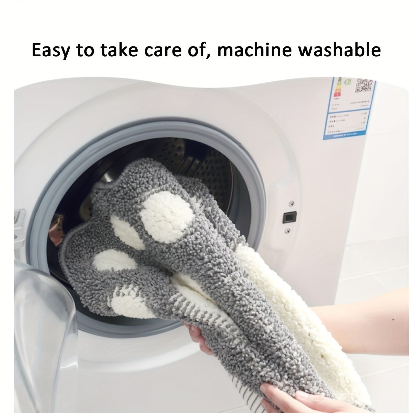 Microfiber Bath Mat Non-Slip Footprint Design for Bathroom Shower Kitchen