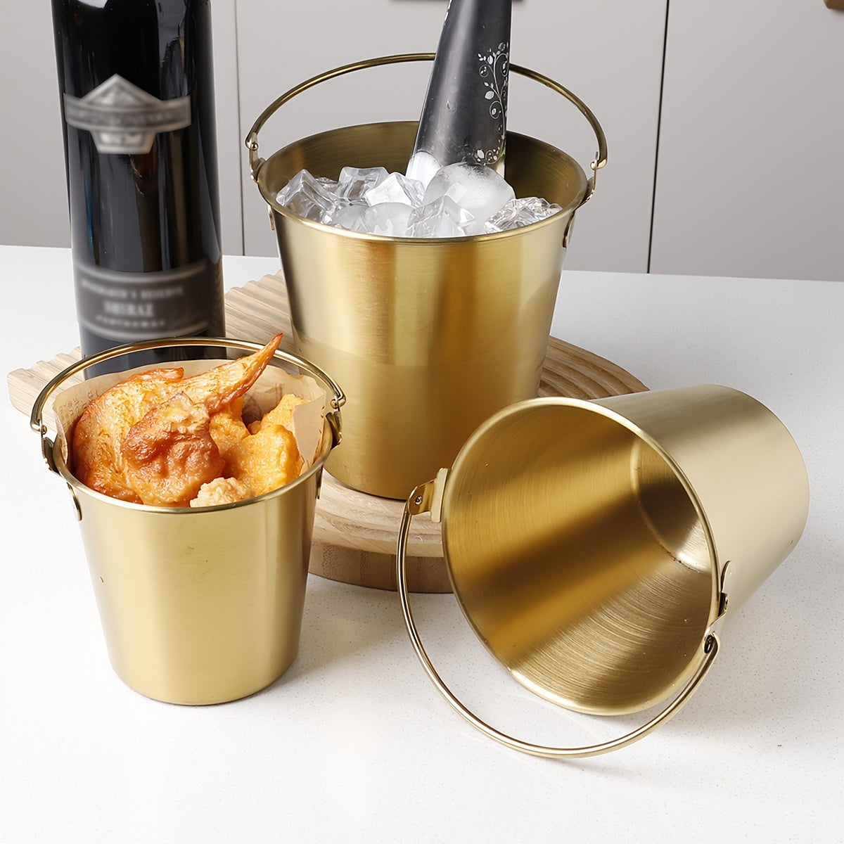 Qopqoq bilan oltin zanglamas po'latdan yasalgan muz idishi, sovuq ichimliklar va atıştırmaliklar uchun, Rojdestvo sovg'asi uchun ideal.