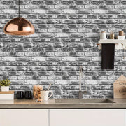 Gray Brick Wallpaper Roll Self-Adhesive Vinyl Contact Paper for Kitchen Bedroom Countertops