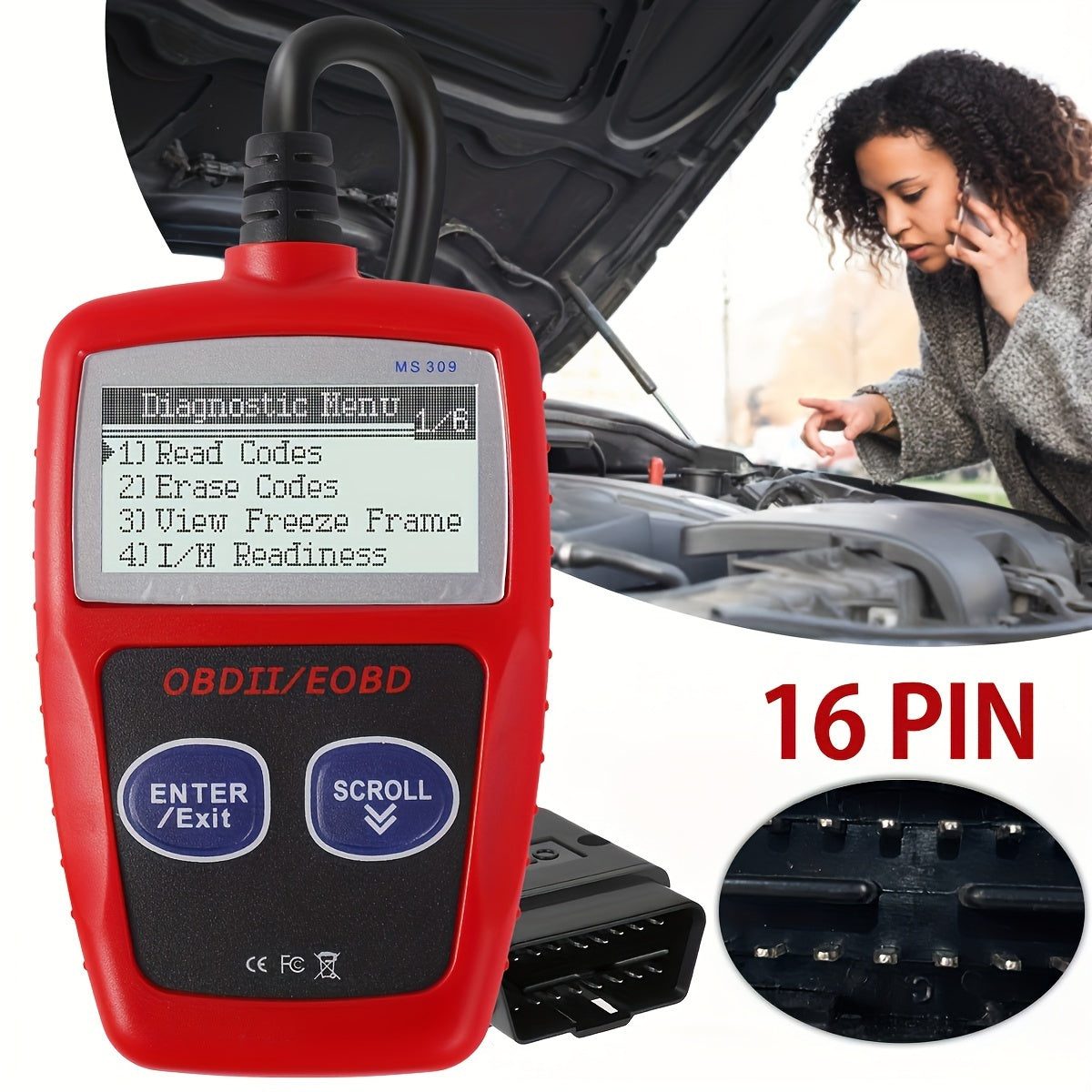 Car Fault Code Reader Scan Tool Engine Diagnostics with Freeze Data Erase Codes