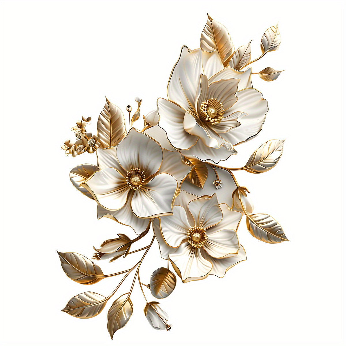 Decal de tapa de inodoro floral con acabado mate, acento en oro, hojas, autoadhesivo, decoración de baño en cerámica