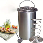 304 Stainless Steel Meat Pressing Barrel with Thermometer and Snap-On Lid