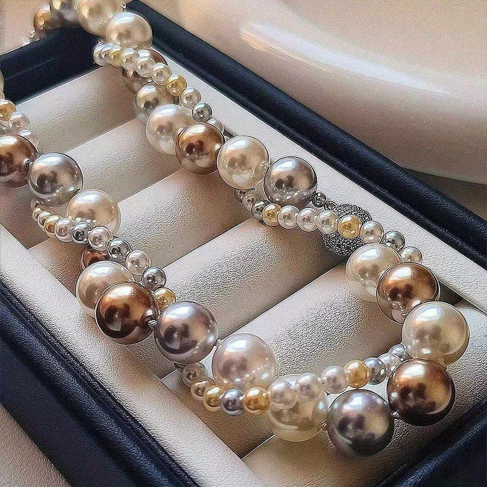 Multi-Layered Pearl Necklace Adjustable Detachable Elegant Jewelry for Women