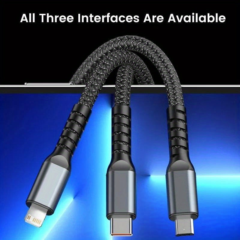 3-in-1 100W USB Type C Fast Charging Cable for Multiple Devices