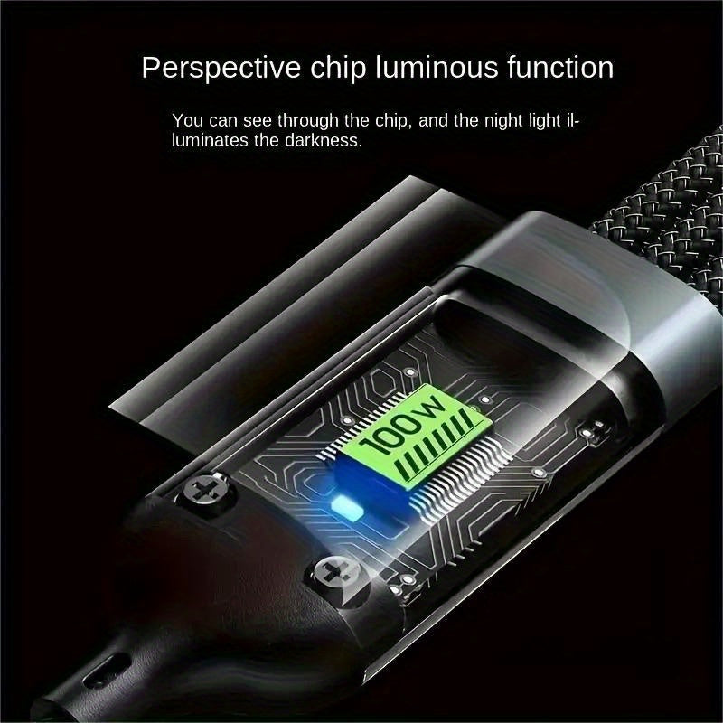 3-in-1 100W USB Type C Fast Charging Cable for Multiple Devices