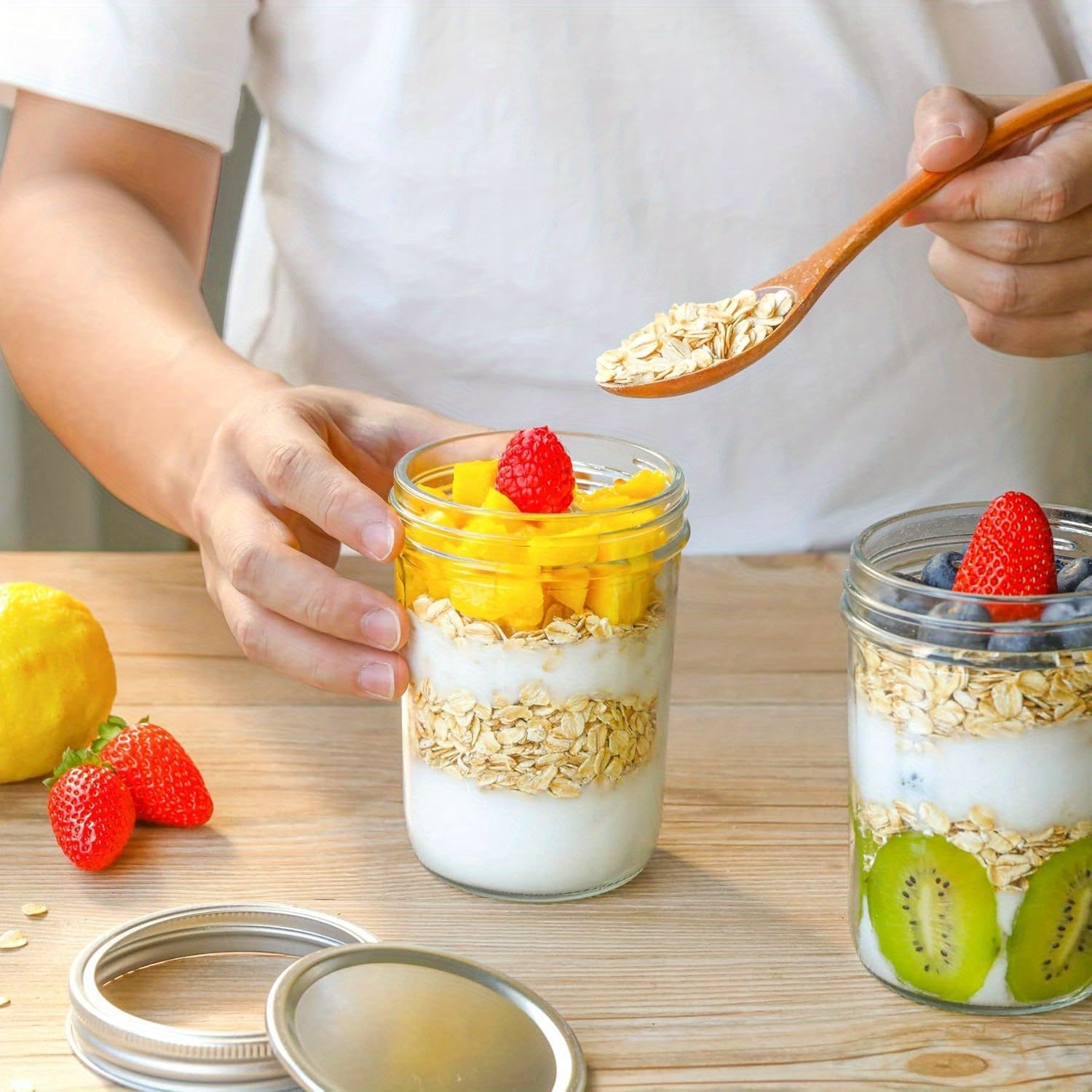 8 Pack 32oz Wide Mouth Mason Jars BPA-Free Glass Canning Jars with Airtight Lids