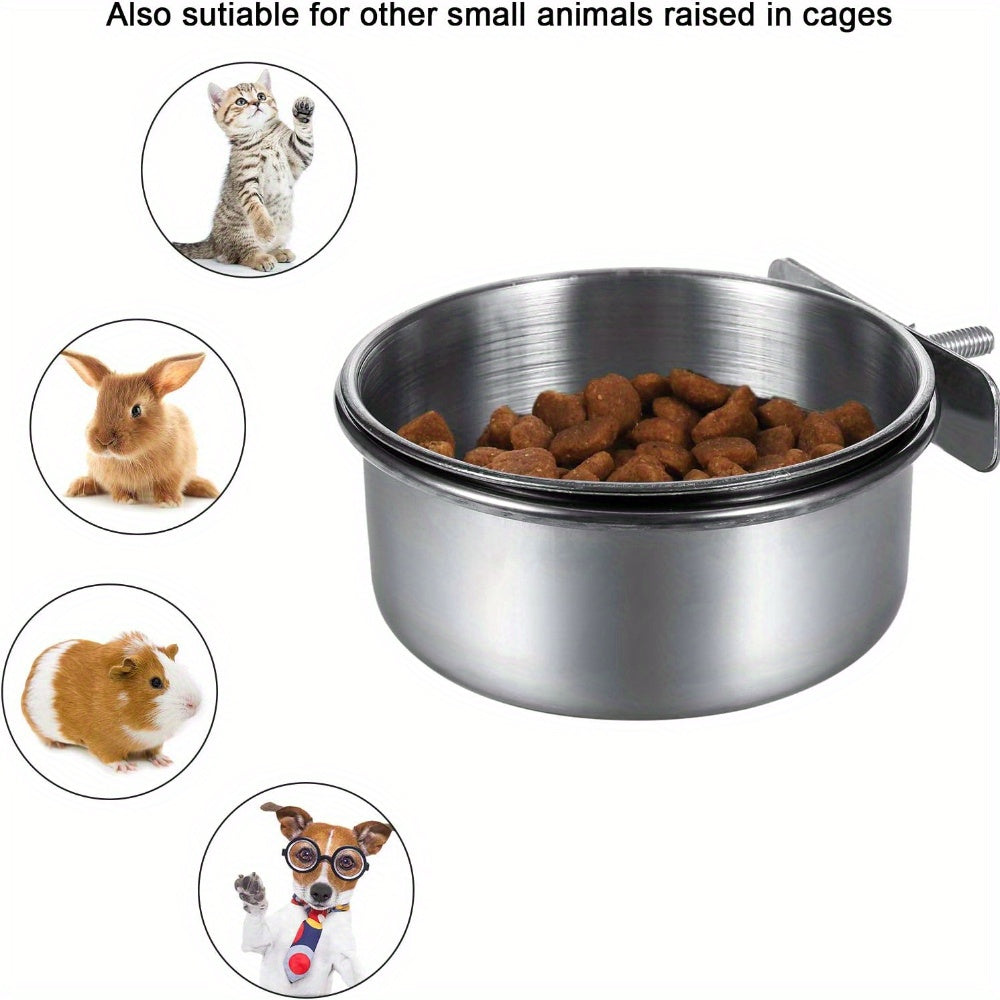 Stainless Steel Reptile Feeding Dish with Clamp Holder for Water and Food