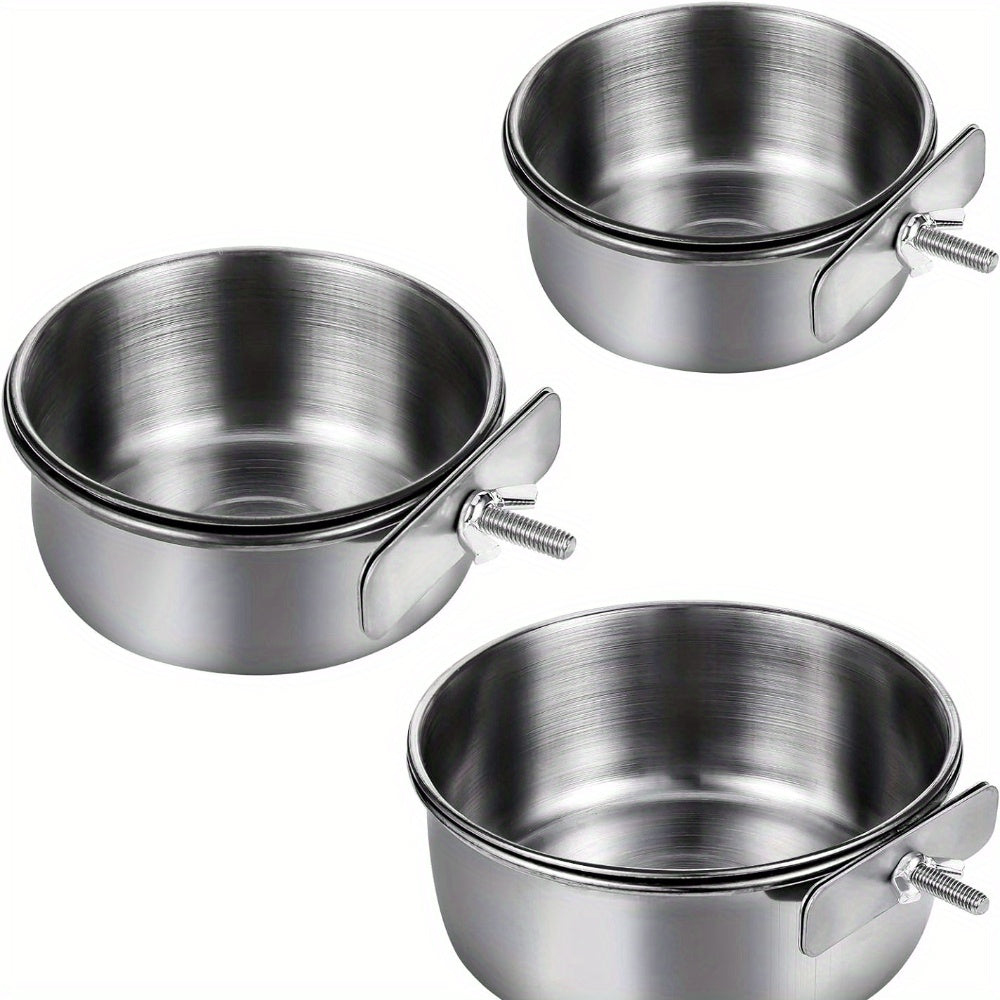 Stainless Steel Reptile Feeding Dish with Clamp Holder for Water and Food