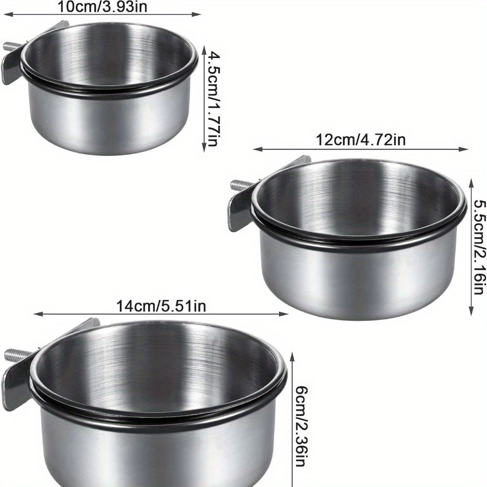 Stainless Steel Reptile Feeding Dish with Clamp Holder for Water and Food