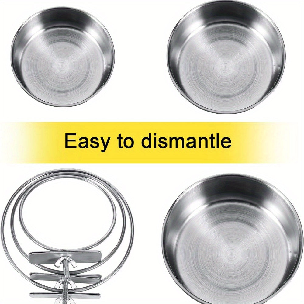 Stainless Steel Reptile Feeding Dish with Clamp Holder for Water and Food