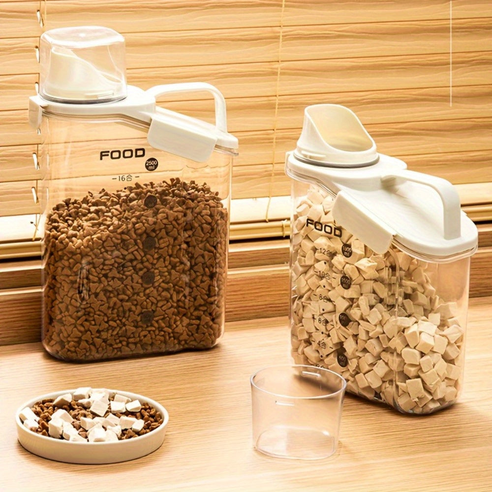 Pet Food Storage Container 2000ml 2800ml Airtight Dry Food Bin with Scale and Handle