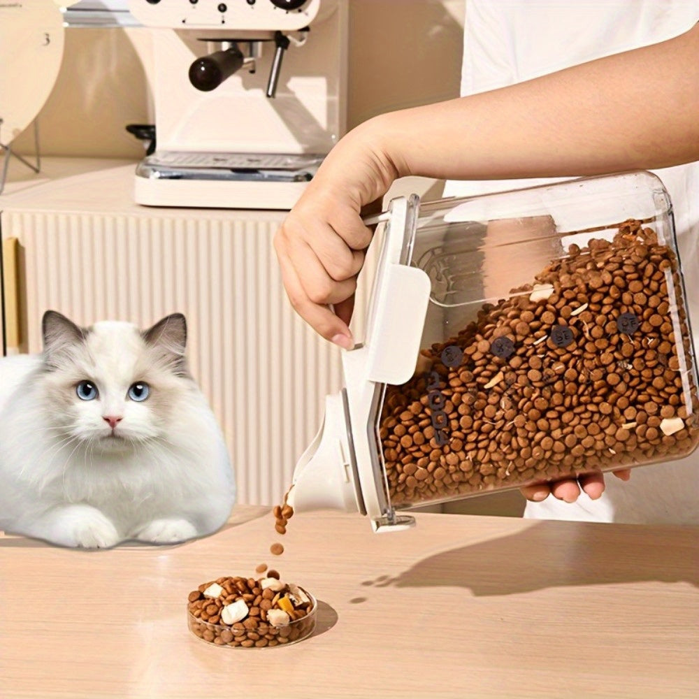 Pet Food Storage Container 2000ml 2800ml Airtight Dry Food Bin with Scale and Handle