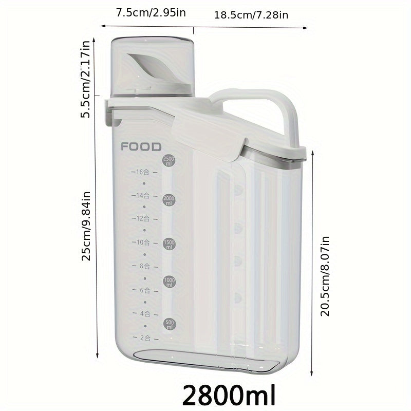 Pet Food Storage Container 2000ml 2800ml Airtight Dry Food Bin with Scale and Handle
