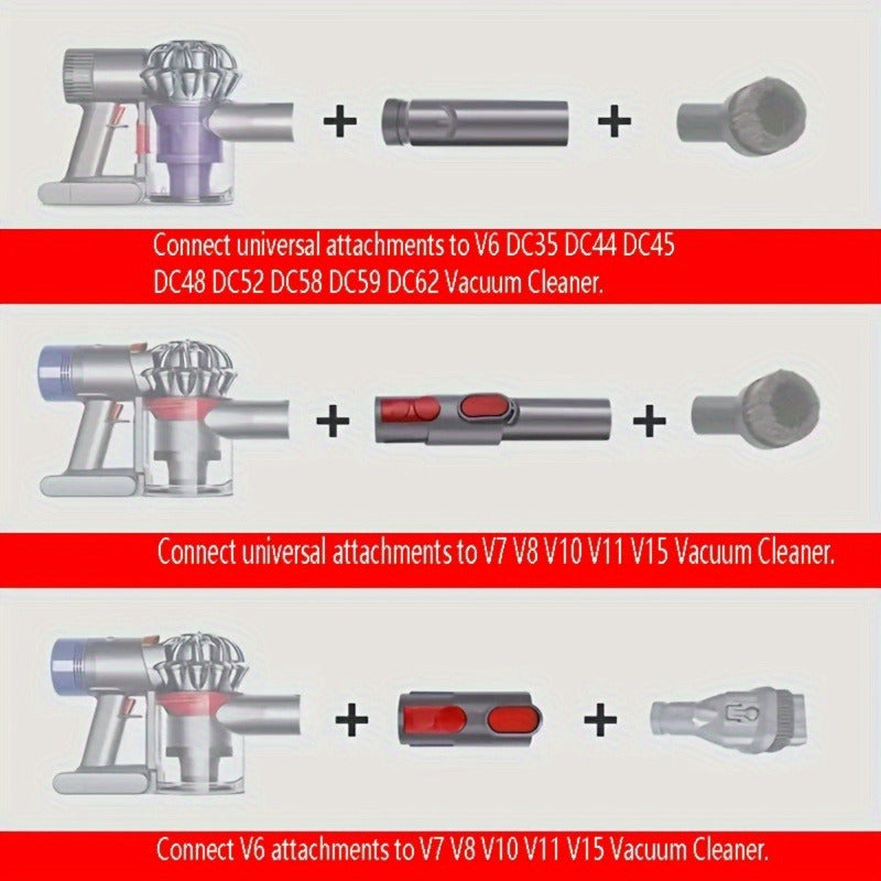 Uy, avtomobil, ofis uchun 4 ta bo'lakli vakuum aksessuarlar to'plami, cho'tka va adapter bilan