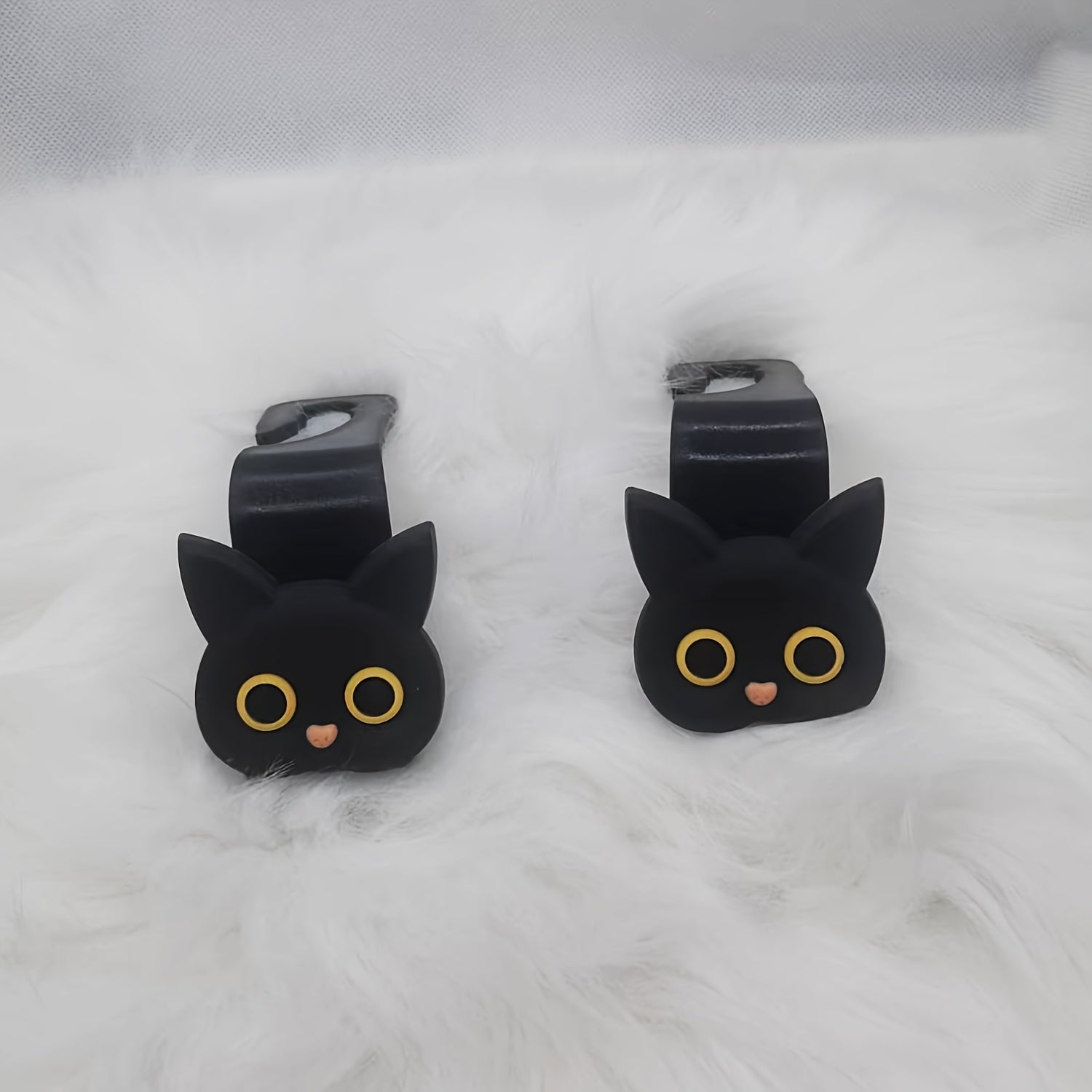 Set of 2 3D Cat Design Car Seat Headrest Hooks Plastic Hangers for Handbag Purse Storage