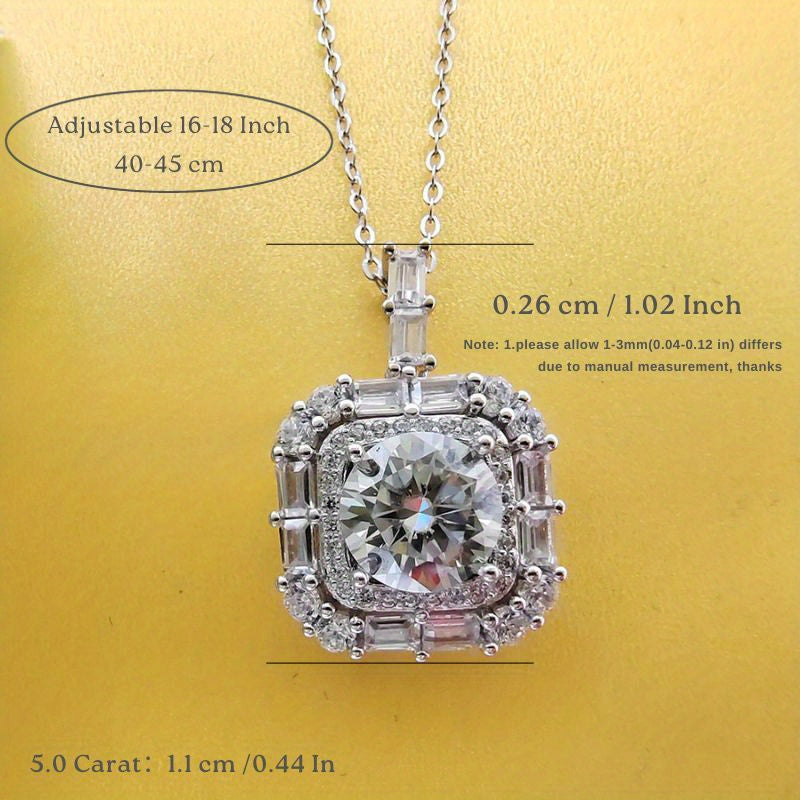 5 Carat Moissanite Pendant Necklace in Sterling Silver Round Cut Bridal Jewelry