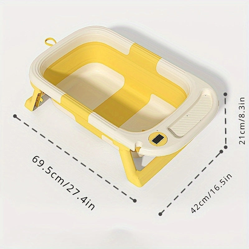 Baby Bathtub Foldable with Temperature Sensor for Children Up to 3 Years Easy-to-Clean Plastic