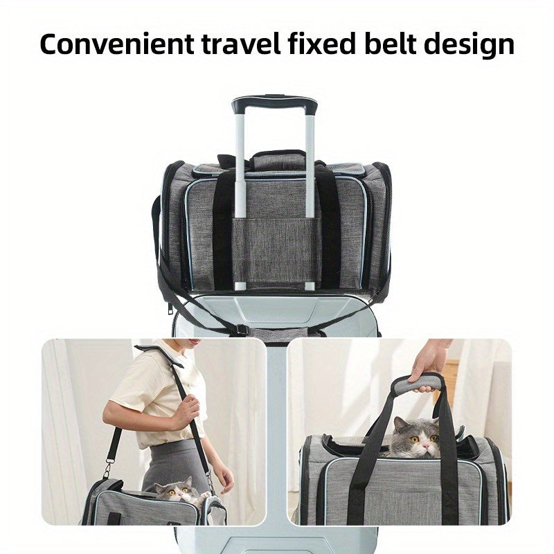 Прочный полиэстеровый переноска для питомцев с безопасной молнией, одобренная авиакомпаниями, мягкая сумка для кошек и собак