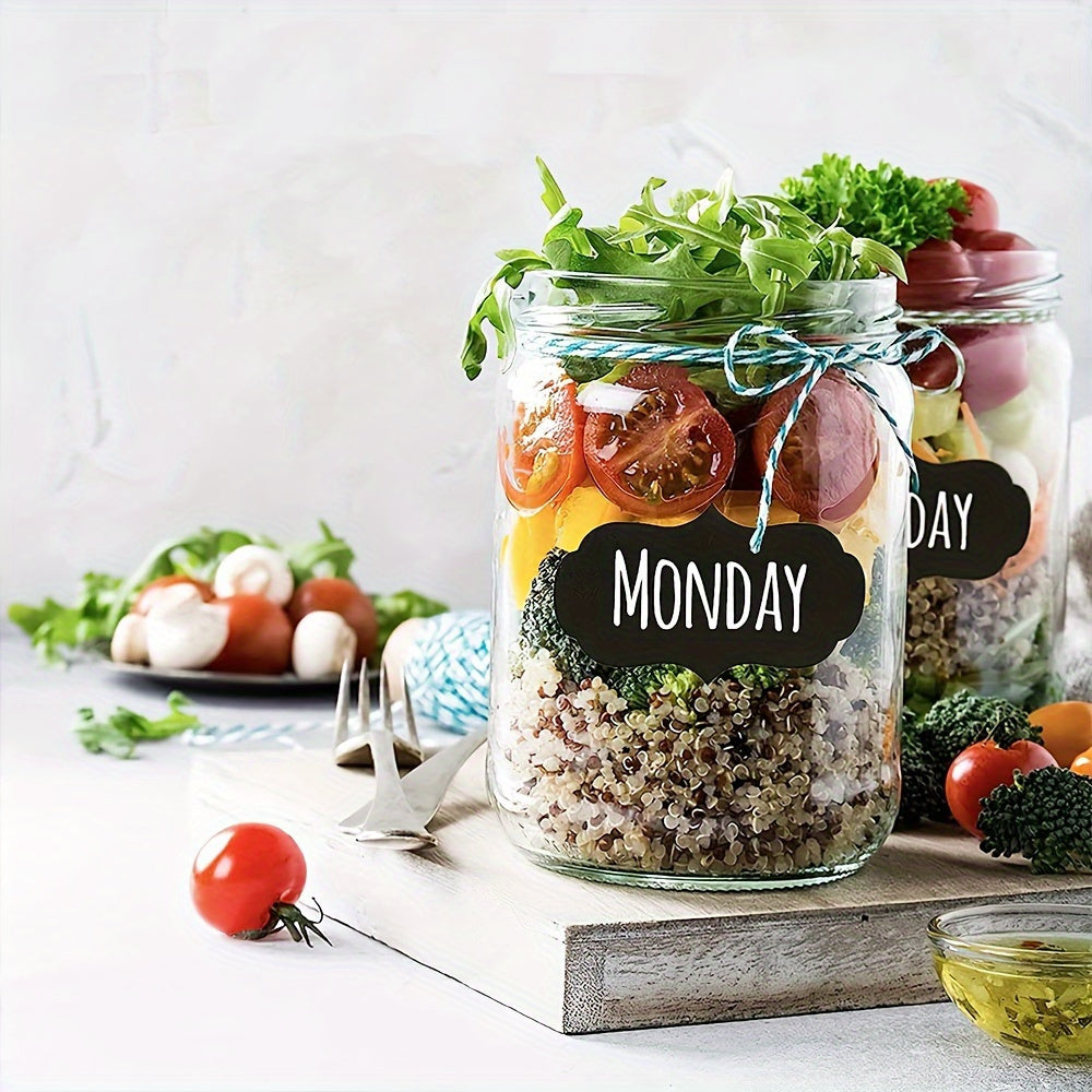 120 PVC Chalkboard Labels with Markers Reusable Black White Stickers for Organizing