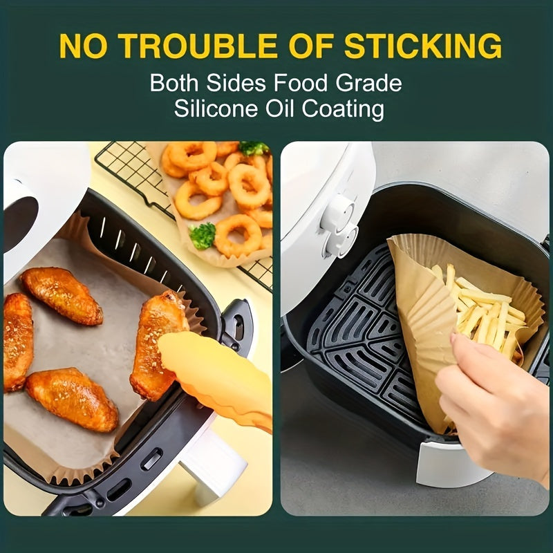 Disposable Square Air Fryer Liners 50/100pcs Non-Stick Heat-Resistant Baking and Cooking