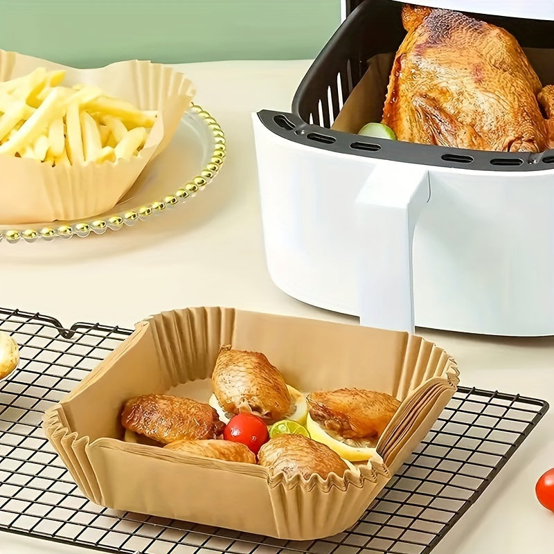 Disposable Square Air Fryer Liners 50/100pcs Non-Stick Heat-Resistant Baking and Cooking