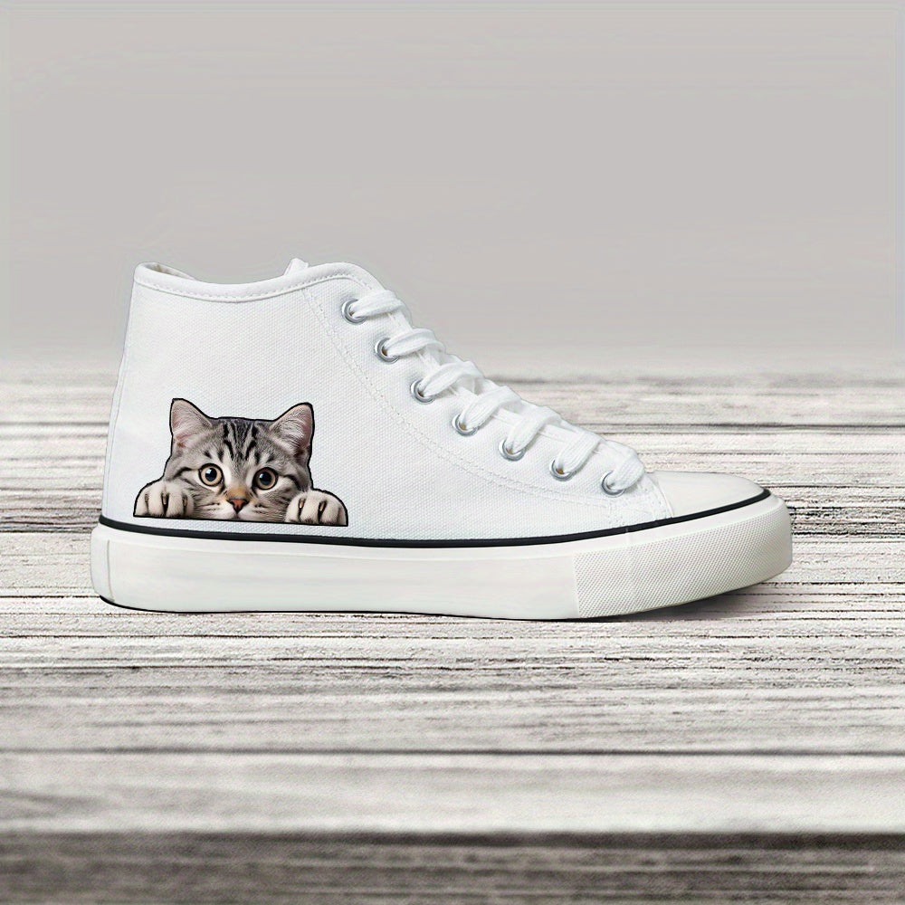 Women's Black White Casual Sneakers Skateboard Shoes Lace-Up 2D Print