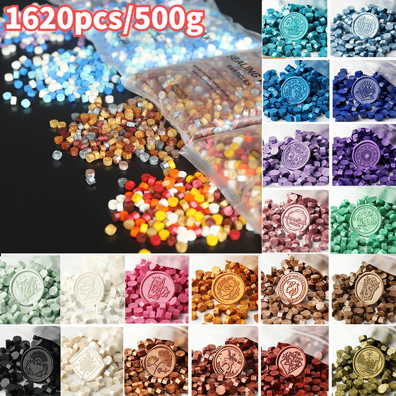 1620pcs 500g Octagonal Sealing Wax Particles for Envelope Gift Box DIY Retro Bulk Sealing Wax