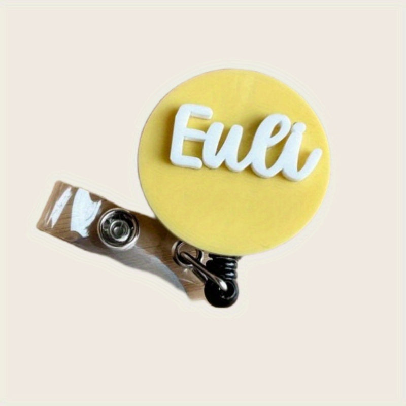Personalized Acrylic Nameplate Badge Reel Minimalist ID Holder for Jacket and Family
