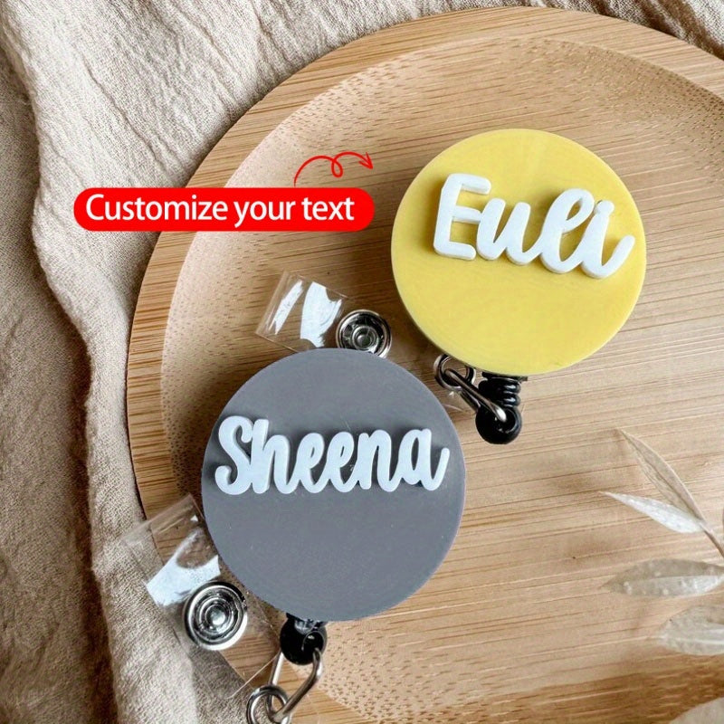 Personalized Acrylic Nameplate Badge Reel Minimalist ID Holder for Jacket and Family