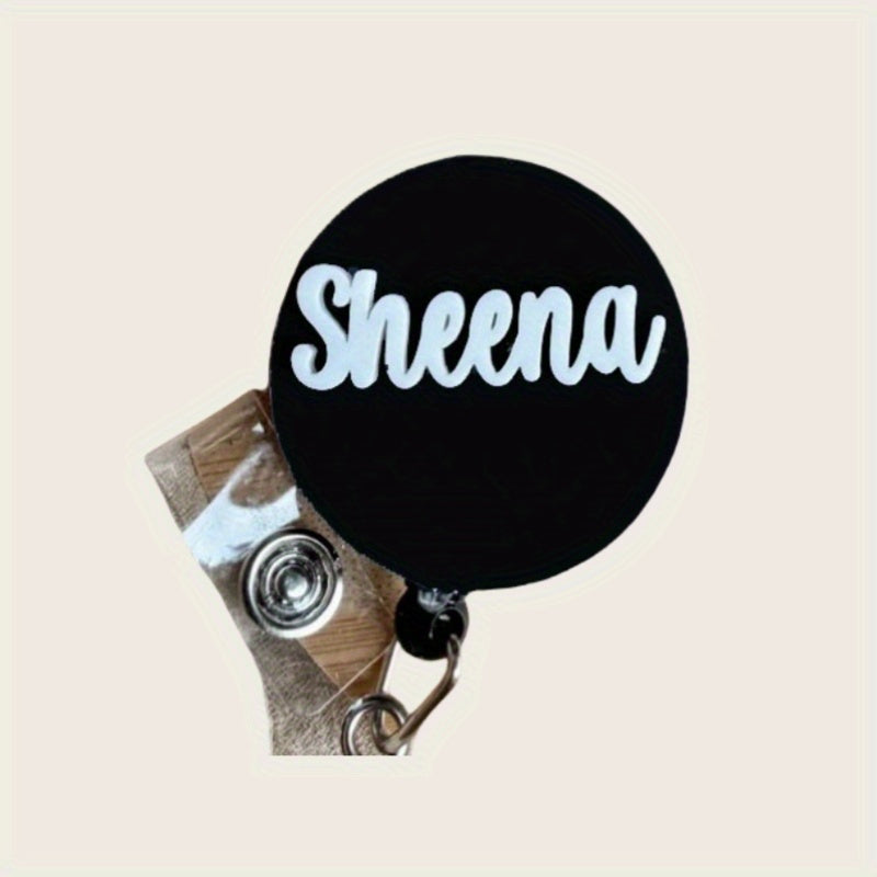 Personalized Acrylic Nameplate Badge Reel Minimalist ID Holder for Jacket and Family