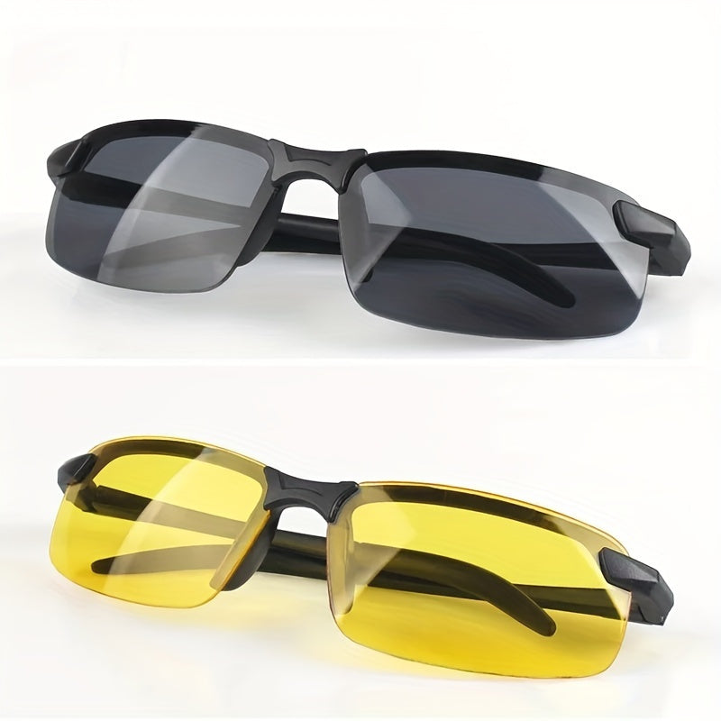 Unisex Night Vision Glasses for Driving Dual Lens PC Material No Diopter Yellow