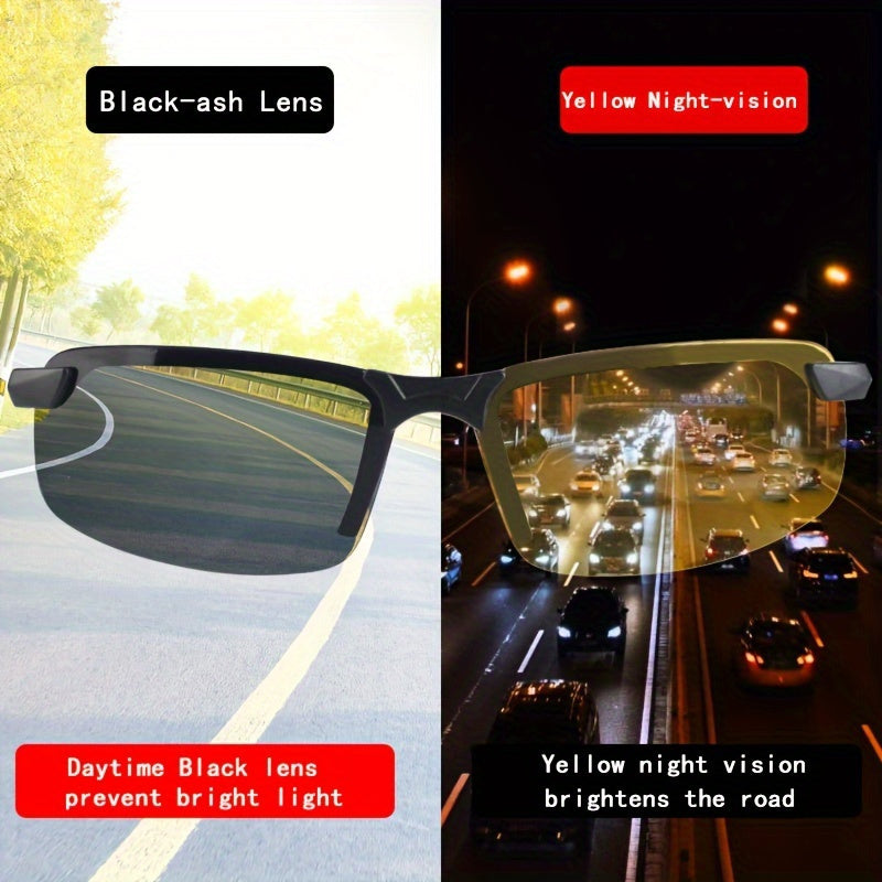 Unisex Night Vision Glasses for Driving Dual Lens PC Material No Diopter Yellow