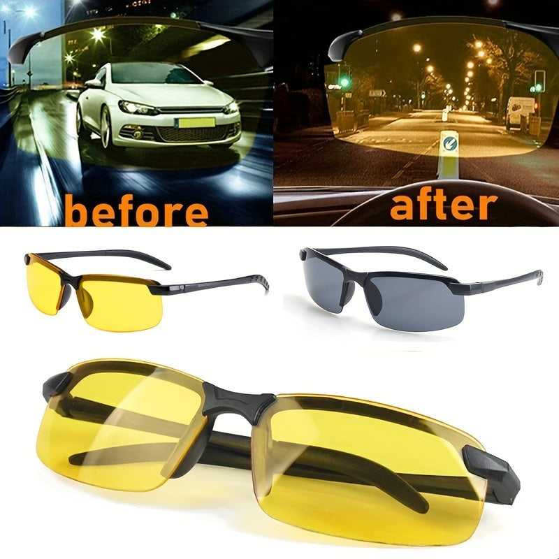 Unisex Night Vision Glasses for Driving Dual Lens PC Material No Diopter Yellow
