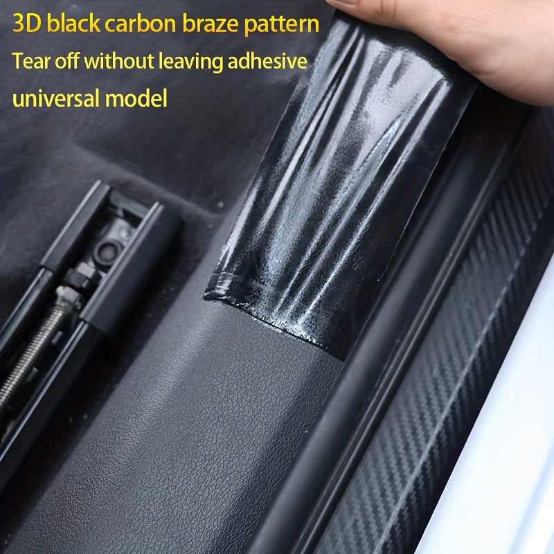 9pcs Carbon Fiber Vinyl Door Sill Protectors Scratch-Resistant Easy Install