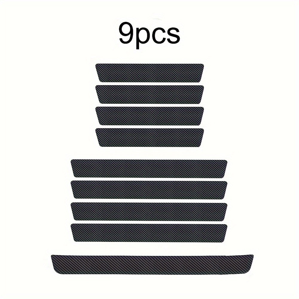 9pcs Carbon Fiber Vinyl Door Sill Protectors Scratch-Resistant Easy Install
