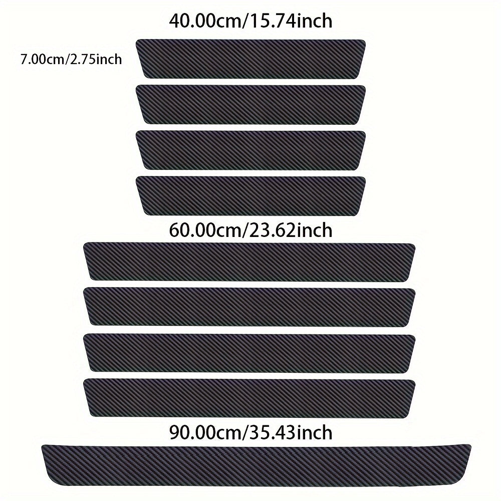 9pcs Carbon Fiber Vinyl Door Sill Protectors Scratch-Resistant Easy Install