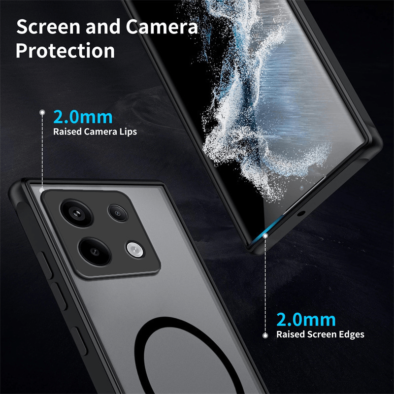 Matte Frosted Hard Phone Case for Xiaomi Poco and Mi Models Shockproof Magnetic Car Holder