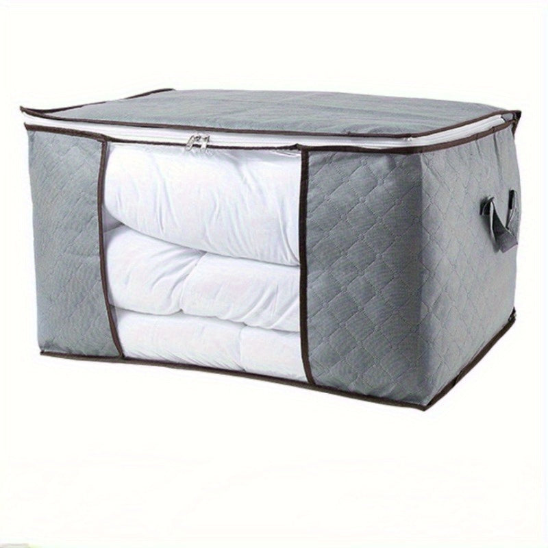 Large Gray Storage Box with Zipper for Clothes and Home Essentials