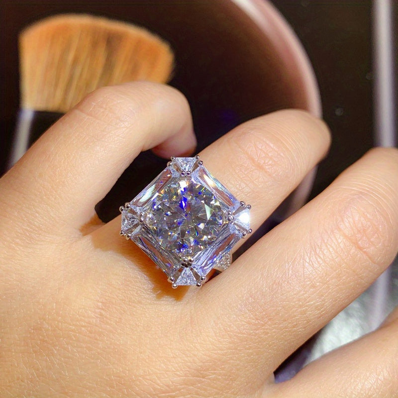 Square Moissanite Ring 5ct Sterling Silver Vintage Style Jewelry for Weddings and Gifts