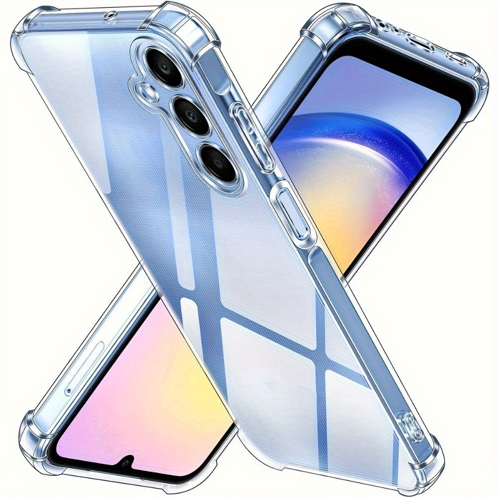 Прозрачный ударопрочный бамперный чехол для телефона Samsung Galaxy A15, A25, A35, A13.7 см 4G и 5G моделей с подушками безопасности в четырех углах и мягкой TPU задней крышкой.