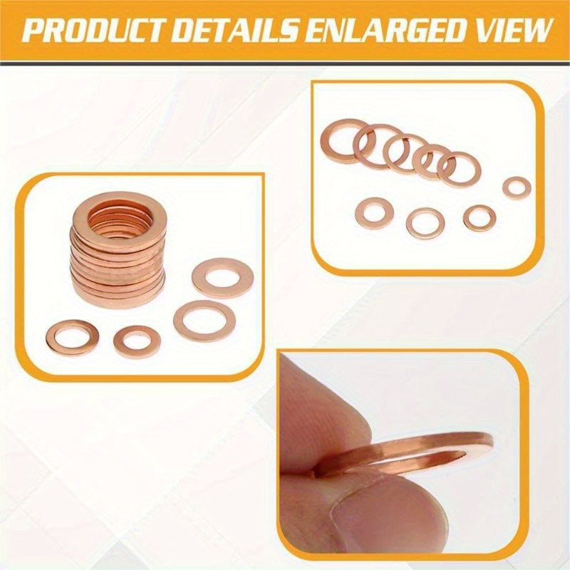 Solid Copper Washers Set for Boat Hardware and Maintenance