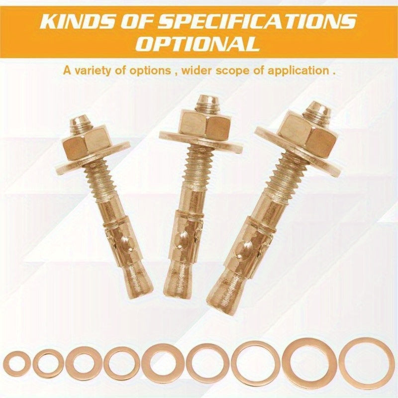 Solid Copper Washers Set for Boat Hardware and Maintenance