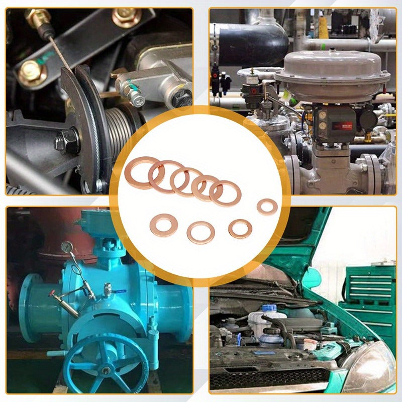 Solid Copper Washers Set for Boat Hardware and Maintenance
