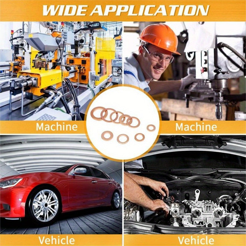 Solid Copper Washers Set for Boat Hardware and Maintenance