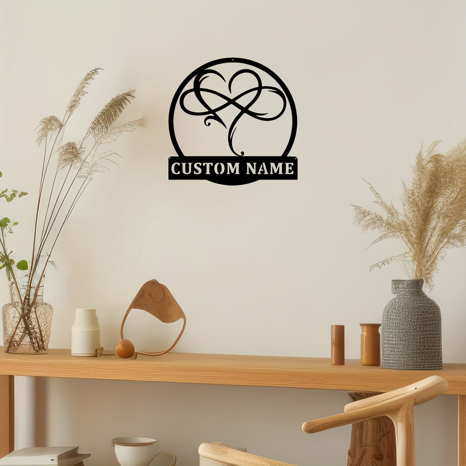 Maxsus Metall devor san'ati belgisi Yurak Cheksizlik Ism Shaxsiylashtirilgan Uy bezatish uchun Yashash xonasi Yotoqxona Ofis