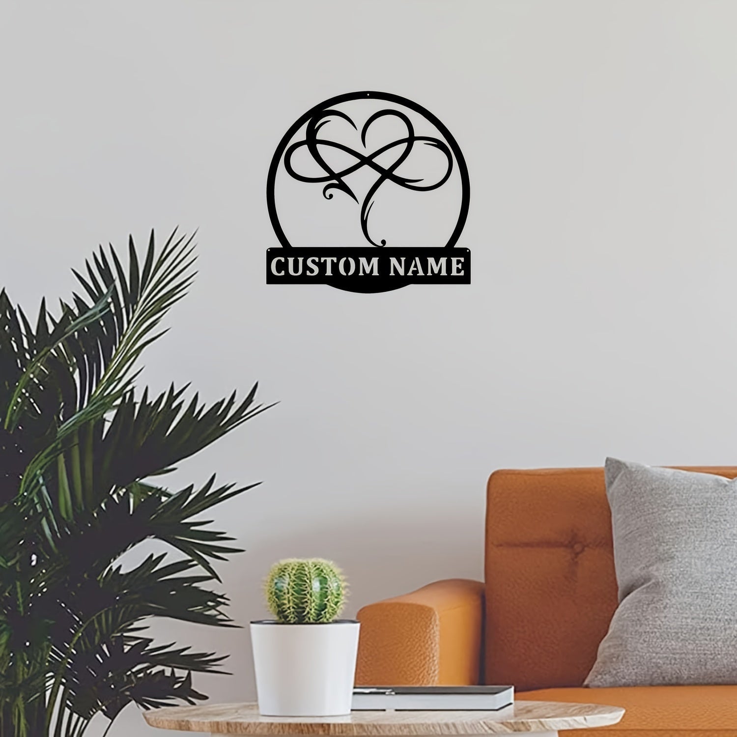 Maxsus Metall devor san'ati belgisi Yurak Cheksizlik Ism Shaxsiylashtirilgan Uy bezatish uchun Yashash xonasi Yotoqxona Ofis